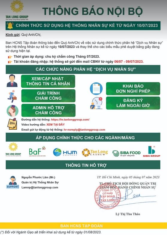 Hcm Kh F-Solution Golive Hệ Thống FSolution.iHRP Cho Tập đoàn Tân Long